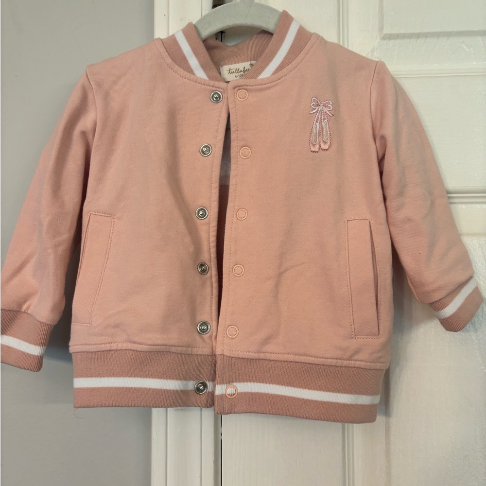 Pink Baby Bomber Jacket with Ballet Shoe